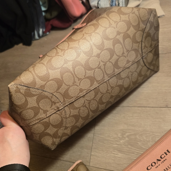 Coach Brown and Pink Signature Tote Bag - Picture 10 of 12